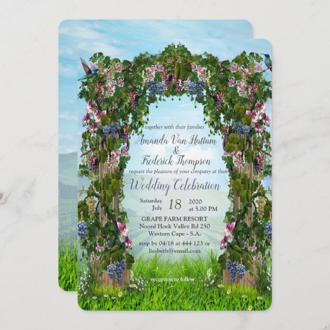 Grapevines, Honeysuckles & Hummingbirds Invitation (Front/Back)