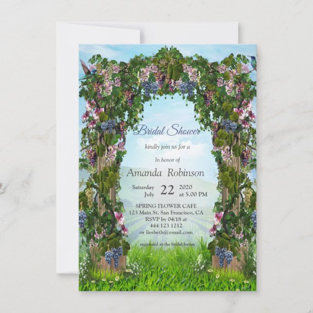 Grapevines, Honeysuckles & Hummingbirds Invitation (Front)