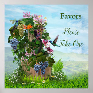 Grapevines, Honeysuckles & Hummingbirds Poster