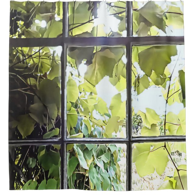 Grapevines Seen Through Window Shower Curtain (Front)