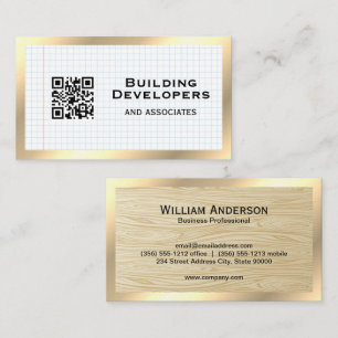 Graph Paper   Wood Grain Business Card