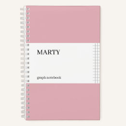Graph Pink Notebook with Monogram