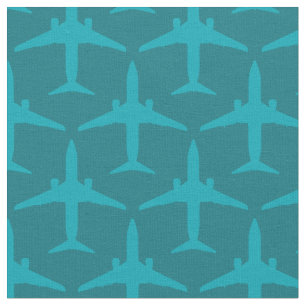 Graphic Aeroplane in Aqua Blue Fabric