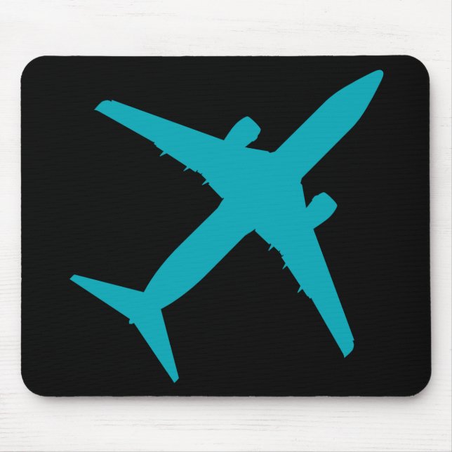 Graphic Aeroplane in Aqua Blue Mouse Pad (Front)