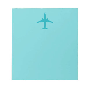 Graphic Aeroplane in Aqua Blue Notepad
