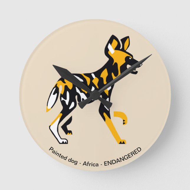 Graphic African wild dog -Painted dog - Round Clock (Front)