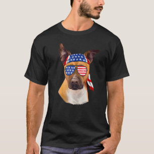 Graphic Amstaff American Flag Dog  July 4th Usa T-Shirt