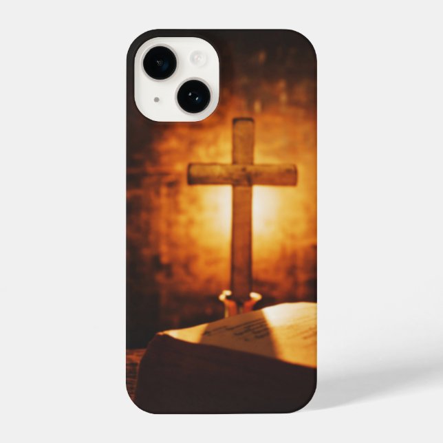 Graphic Art Bible Cross Candle light Christian  iPhone Case (Back)