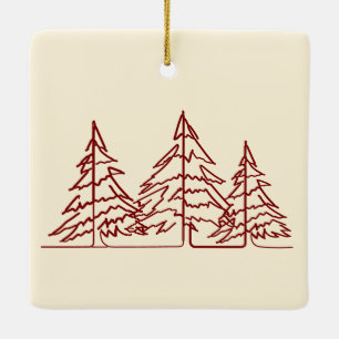 Graphic Art Deco Christmas Tree Photo Christmas  Ceramic Ornament