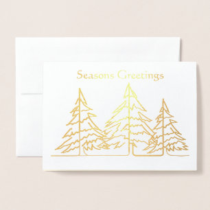 Graphic Art Deco Christmas Tree Photo Christmas  Foil Card