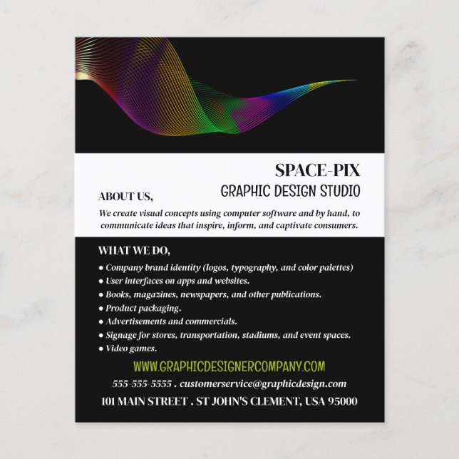 Graphic Art Design, Graphic Designer Advertising Flyer (Front)