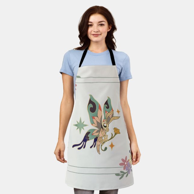 Graphic Art, Fairy Butterfly Illustration Apron (Worn)