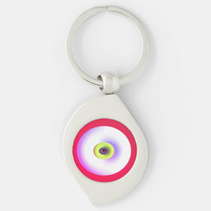 Graphic art globes design lime green red white key ring