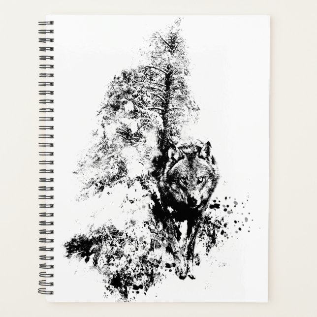 Graphic Art Grey Wolf Wildlife Animal Nature Planner (Front)