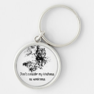 Graphic Art Grey Wolf Wildlife Kindness Quote Key Ring