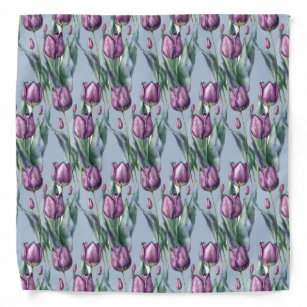 Graphic Art Purple Tulip Garden Flower Floral  Bandana