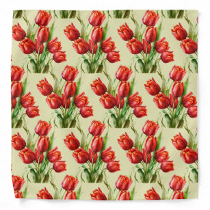 Graphic Art Red Tulip Garden Flower Floral  Bandana