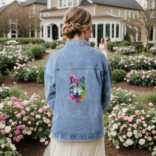 Graphic Art Stylized Wolf Wolves Animal Nature Art Denim Jacket