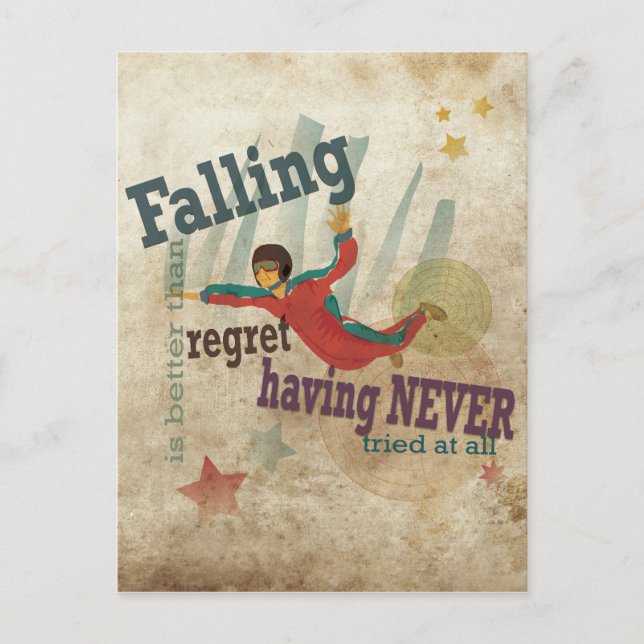 Graphic Art with motivational message: Skydiving Postcard (Front)