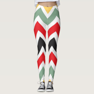 Graphic Autumn Colours Chevron Pattern Leggings