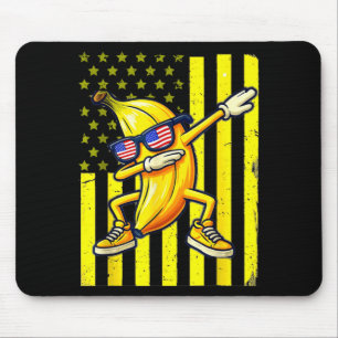 Graphic Banana Retro American Flag Dabbing Banana Mouse Pad