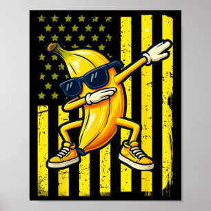 Graphic Banana Retro American Flag Dabbing Banana Poster