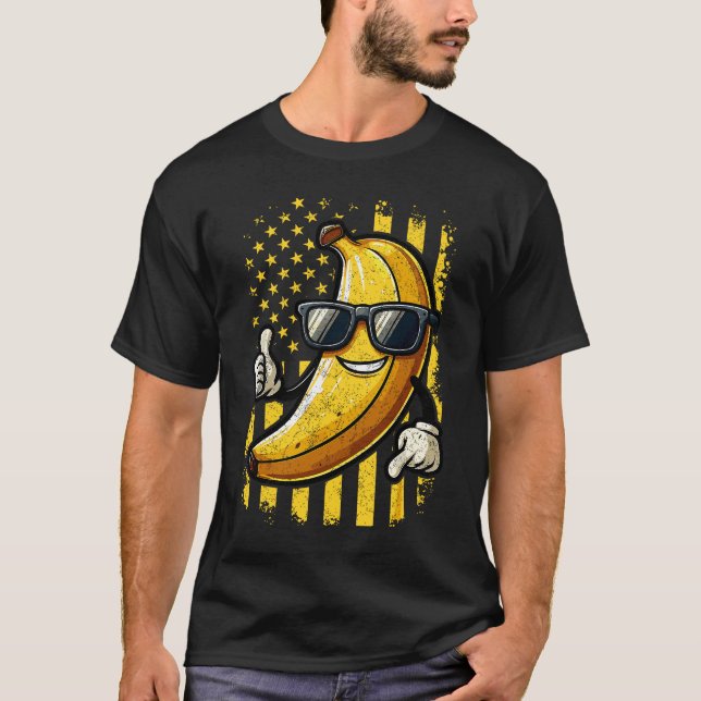 Graphic Bananas Proud Name Retro American Flag  T-Shirt (Front)
