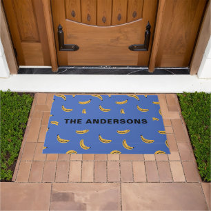 Graphic bananas - tropical fruit personalized name doormat