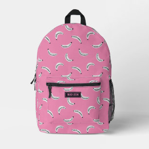 Graphic bananas - tropical fruit personalized name printed backpack