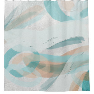 Graphic Big Bold Brush Strokes and Plaster Pattern Shower Curtain