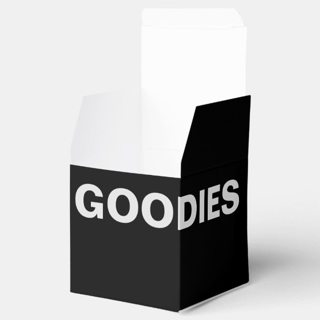 GRAPHIC BLACK AND WHITE GOODIES FAVOR BOX (Opened)