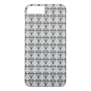 Graphic Black Diamond Initial Personalised Silver iPhone 8 Plus/7 Plus Case