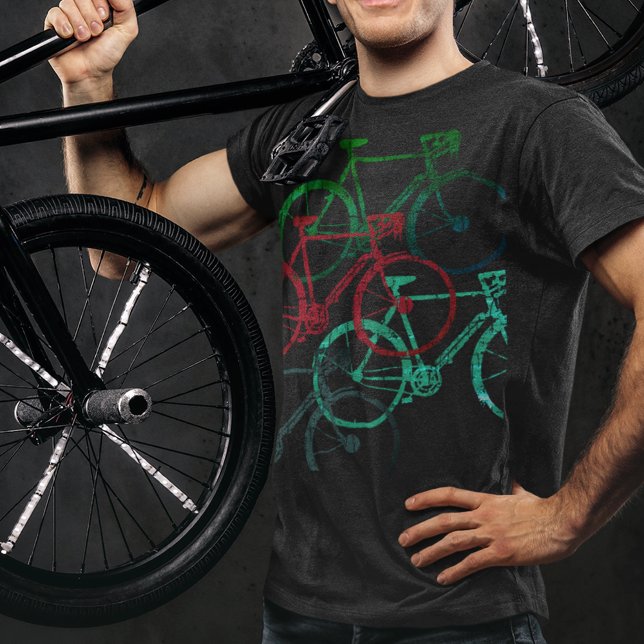 graphic black tee of colour bicycles . biking (Creator Uploaded)