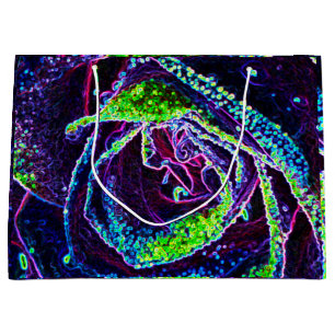 Graphic Black White Blue and Green Rose Detail Large Gift Bag
