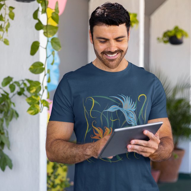 Graphic Blue Bird and Bird of Paradise T-Shirt (Creator Uploaded)