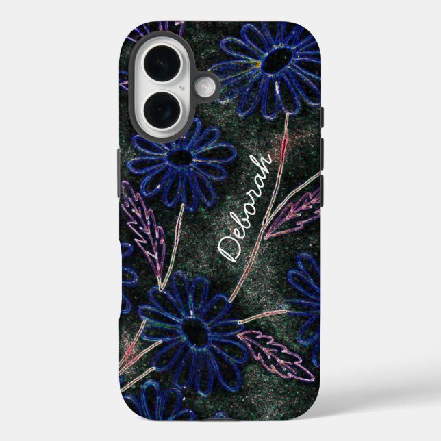 graphic blue flowers Case-Mate iPhone case (Back)