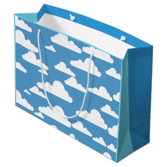 GRAPHIC BLUE SKY AND WHITE CLOUDS ILLUSTRATION LARGE GIFT BAG (Back Angled)