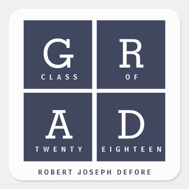 GRAPHIC BOXES GRADUATION SQUARE STICKER (Front)
