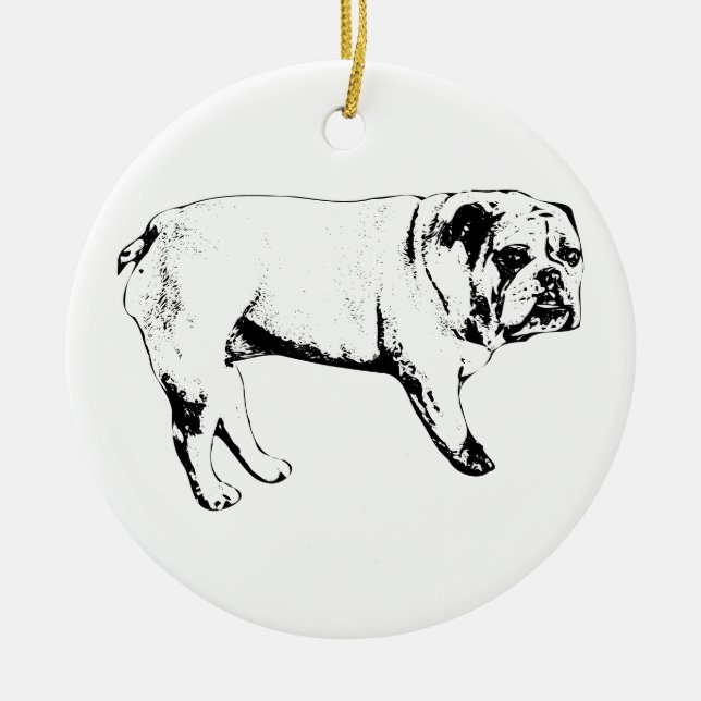 Graphic Bulldog Ornament (Front)