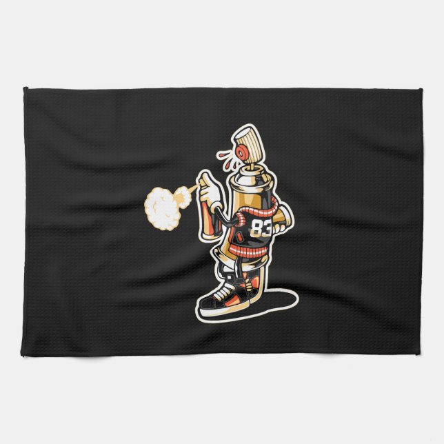 graphic-cartoon-character-graffiti-bomber-spray-ch tea towel (Horizontal)