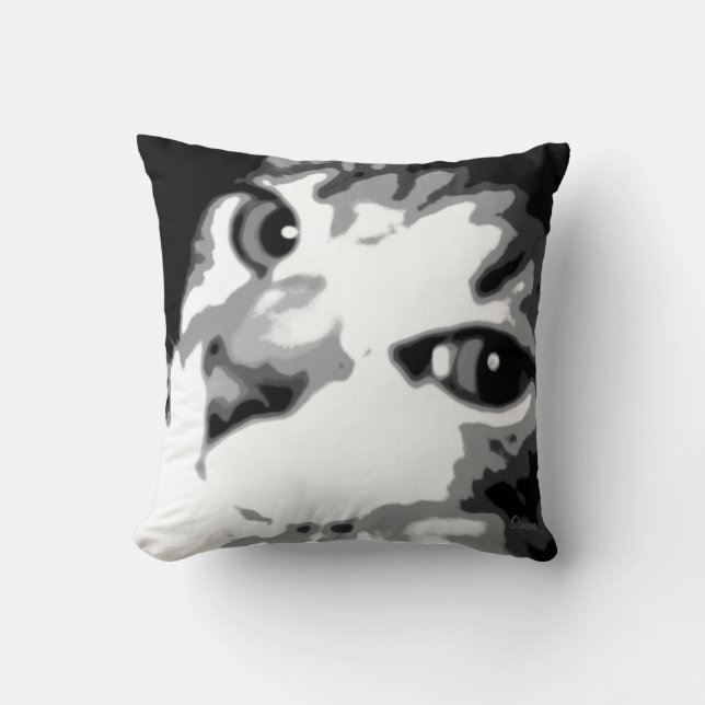 Graphic Cat Throw Pillow (Front)