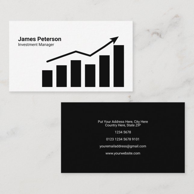 Graphic Chart | Increase | White Business Card (Front/Back)