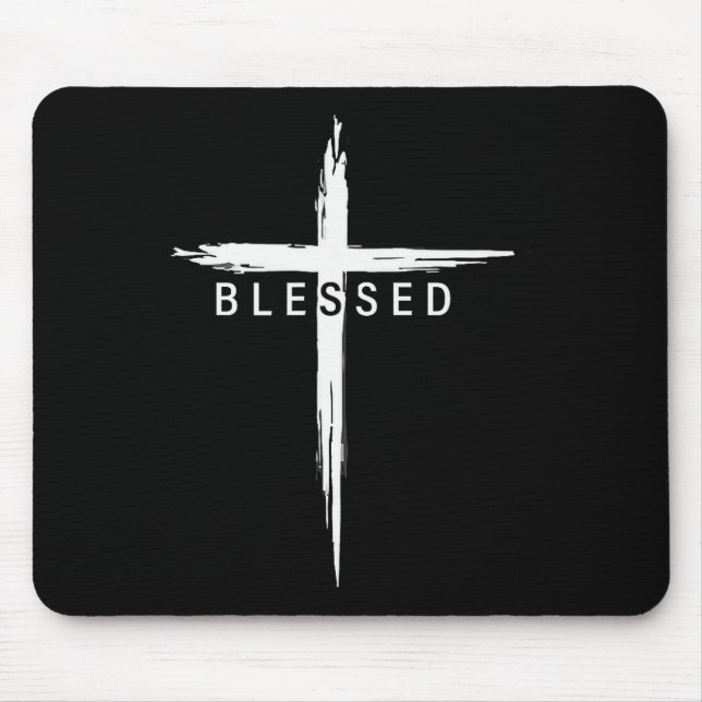 Graphic Christian Cross Jesus Christ Men Women Ble Mouse Pad (Front)