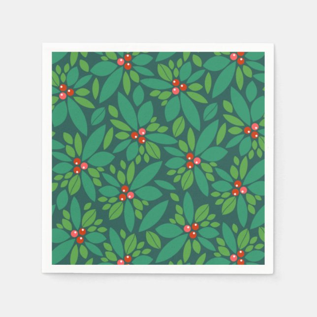 Graphic Christmas Holly Napkin (Front)