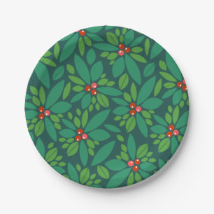 Graphic Christmas Holly Paper Plate