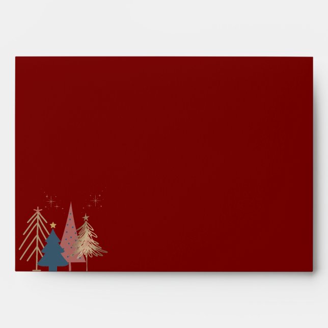 Graphic Christmas Tree Deep Red Christmas  Envelope (Front)