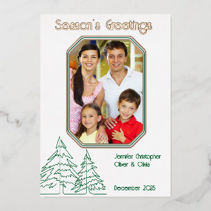 Graphic Christmas Tree Minimal  Foil Holiday Card