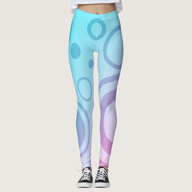 GRAPHIC CIRCLE PATTERN LILAC BLUE OMBRE LEGGINGS (Front)