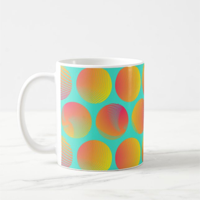 graphic circles seamless pattern in orange blue sh coffee mug (Left)
