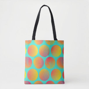 graphic circles seamless pattern in orange blue sh tote bag
